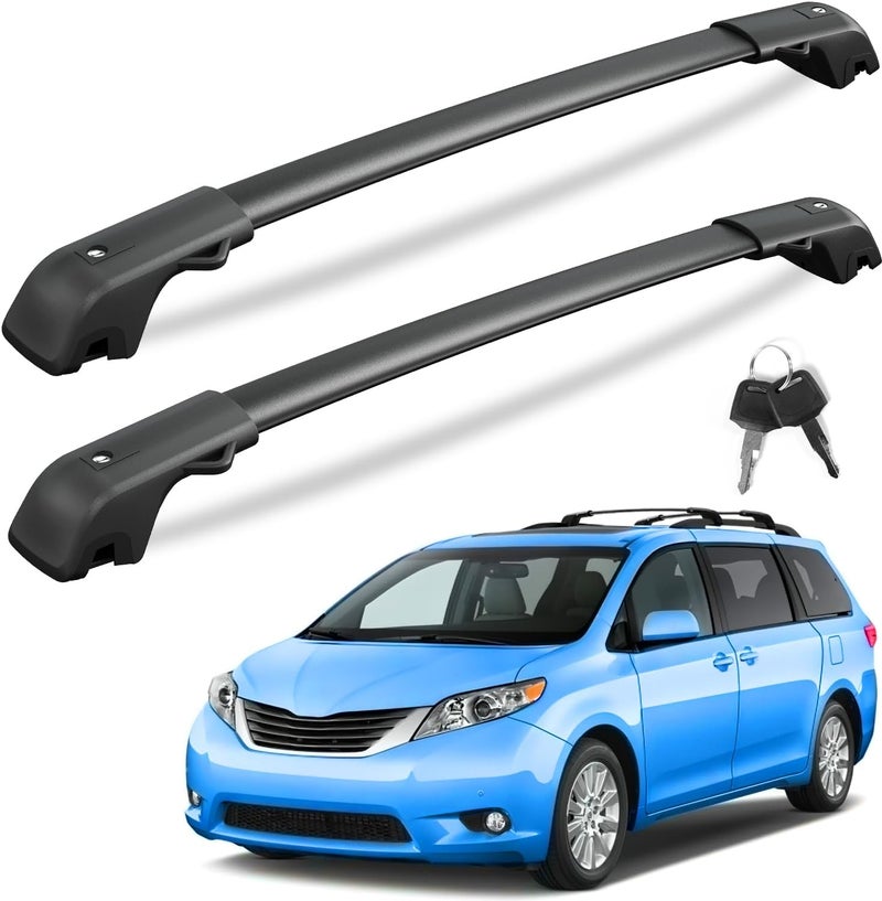 KINGGERI 300Lbs Lockable Roof Rack Cross Bars Compatible with Toyota Sienna 2011-2020 (with Raised Side Rails)，Anti-Theft Aluminum Roof Rails Crossbars Rooftop Cargo Basket Carrier canoe Luggage Rails - Image 1